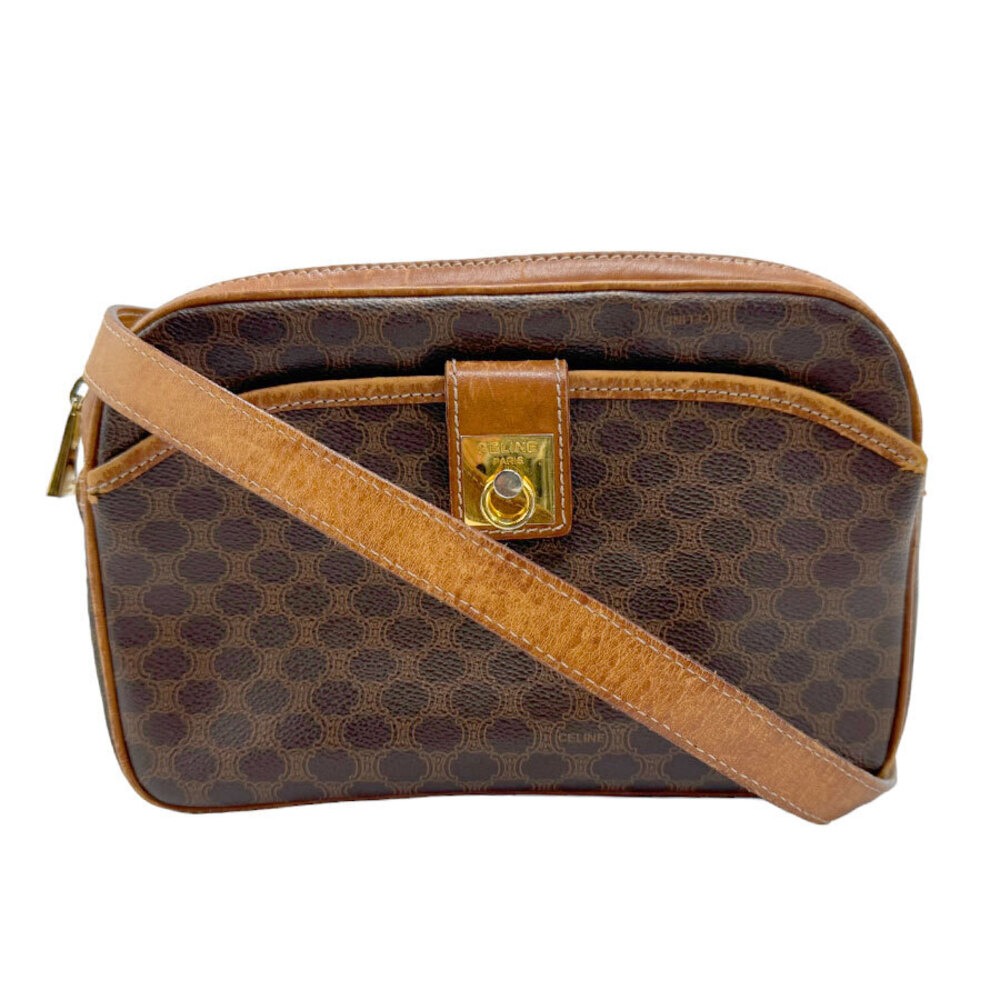 Celine Coated Canvas Macadam Shoulder Bag Brown - Picture 2 of 4